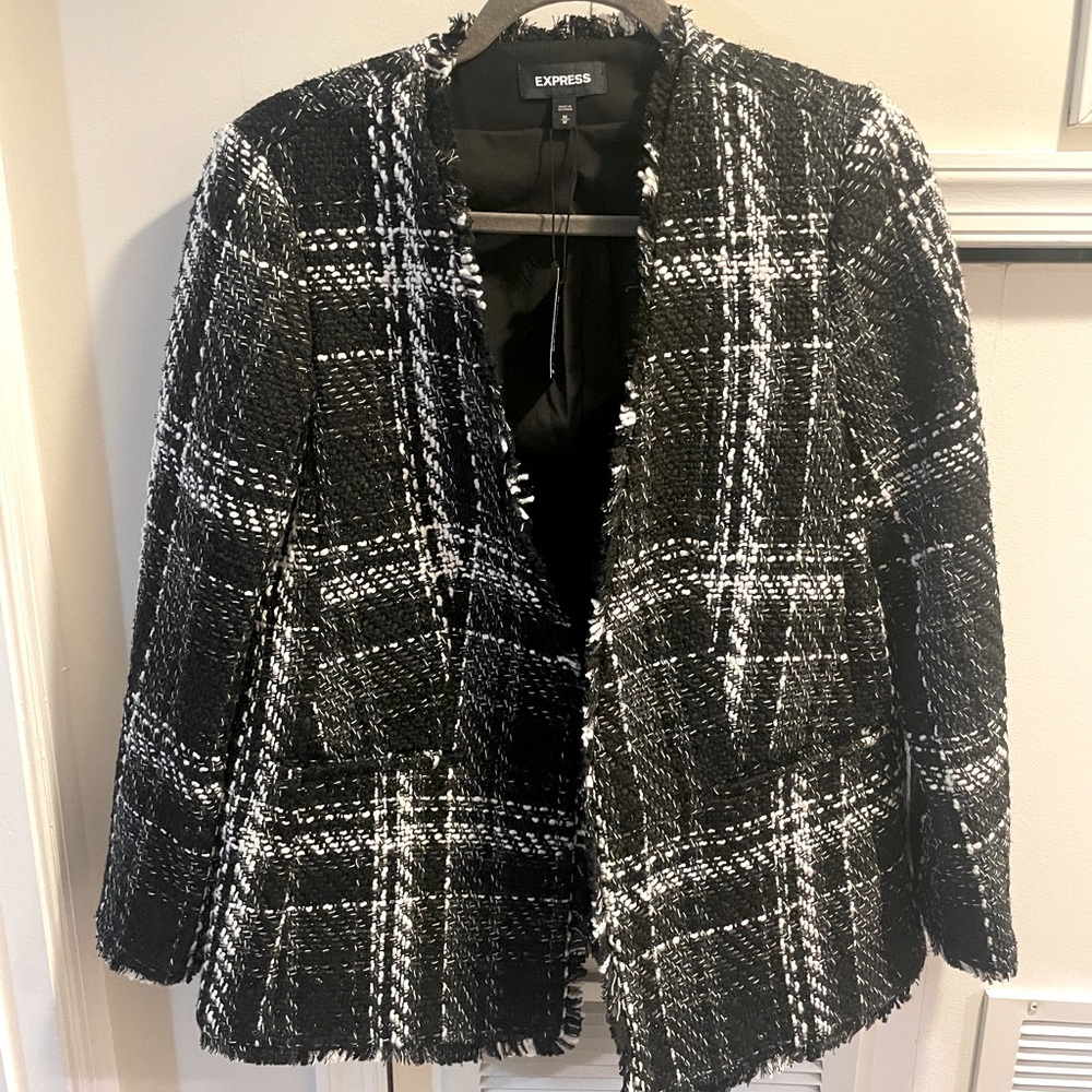 Express Black & White Sparkle Blazer